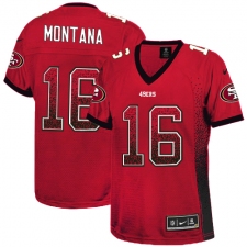 Women's Nike San Francisco 49ers #16 Joe Montana Elite Red Drift Fashion NFL Jersey