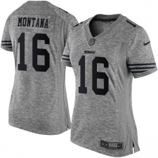 Women's Nike San Francisco 49ers #16 Joe Montana Limited Gray Gridiron NFL Jersey