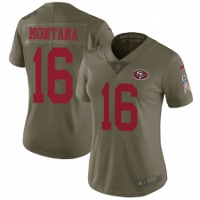 Women's Nike San Francisco 49ers #16 Joe Montana Limited Olive 2017 Salute to Service NFL Jersey