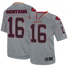 Youth Nike San Francisco 49ers #16 Joe Montana Elite Lights Out Grey NFL Jersey