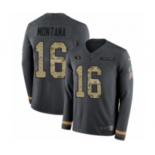 Youth Nike San Francisco 49ers #16 Joe Montana Limited Black Salute to Service Therma Long Sleeve NFL Jersey