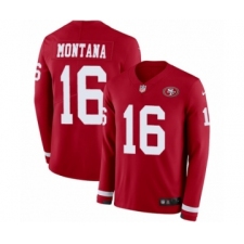 Youth Nike San Francisco 49ers #16 Joe Montana Limited Red Therma Long Sleeve NFL Jersey