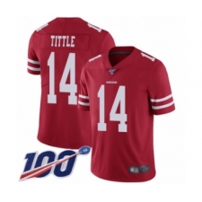 Youth San Francisco 49ers #14 Y.A. Tittle Red Team Color Vapor Untouchable Limited Player 100th Season Football Jersey