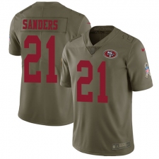 Youth Nike San Francisco 49ers #21 Deion Sanders Limited Olive 2017 Salute to Service NFL Jersey