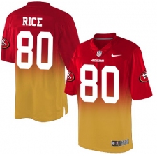 Men's Nike San Francisco 49ers #80 Jerry Rice Elite Red/Gold Fadeaway NFL Jersey