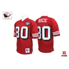 Mitchell And Ness San Francisco 49ers #80 Jerry Rice Authentic Red Team Color 75TH Patch 1994 Throwback NFL Jersey
