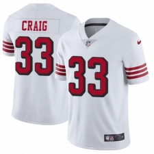 Men's Nike San Francisco 49ers #33 Roger Craig Elite White Rush Vapor Untouchable NFL Jersey