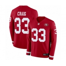 Men's Nike San Francisco 49ers #33 Roger Craig Limited Red Therma Long Sleeve NFL Jersey