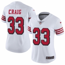 Women's Nike San Francisco 49ers #33 Roger Craig Limited White Rush Vapor Untouchable NFL Jersey