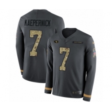 Men's Nike San Francisco 49ers #7 Colin Kaepernick Limited Black Salute to Service Therma Long Sleeve NFL Jersey