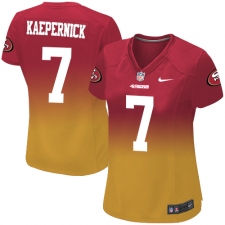 Women's Nike San Francisco 49ers #7 Colin Kaepernick Elite Red/Gold Fadeaway NFL Jersey