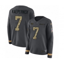 Women's Nike San Francisco 49ers #7 Colin Kaepernick Limited Black Salute to Service Therma Long Sleeve NFL Jersey