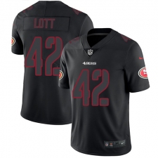Men's Nike San Francisco 49ers #42 Ronnie Lott Limited Black Rush Impact NFL Jersey
