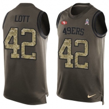 Men's Nike San Francisco 49ers #42 Ronnie Lott Limited Green Salute to Service Tank Top NFL Jersey
