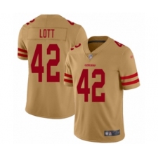 Men's San Francisco 49ers #42 Ronnie Lott Limited Gold Inverted Legend Football Jersey