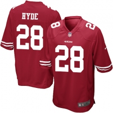 Men's Nike San Francisco 49ers #28 Carlos Hyde Game Red Team Color NFL Jersey