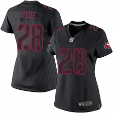 Women's Nike San Francisco 49ers #28 Carlos Hyde Limited Black Impact NFL Jersey