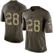 Youth Nike San Francisco 49ers #28 Carlos Hyde Elite Green Salute to Service NFL Jersey