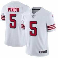 Men's Nike San Francisco 49ers #5 Bradley Pinion Elite White Rush Vapor Untouchable NFL Jersey