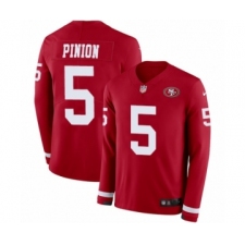 Men's Nike San Francisco 49ers #5 Bradley Pinion Limited Red Therma Long Sleeve NFL Jersey