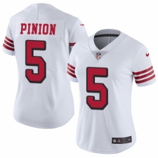 Women's Nike San Francisco 49ers #5 Bradley Pinion Limited White Rush Vapor Untouchable NFL Jersey