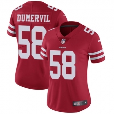 Women's Nike San Francisco 49ers #58 Elvis Dumervil Red Team Color Vapor Untouchable Limited Player NFL Jersey