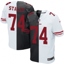 Men's Nike San Francisco 49ers #74 Joe Staley Elite Black/White Split Fashion NFL Jersey
