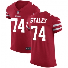 Men's Nike San Francisco 49ers #74 Joe Staley Red Team Color Vapor Untouchable Elite Player NFL Jersey