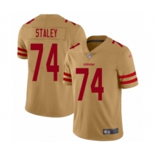 Men's San Francisco 49ers #74 Joe Staley Limited Gold Inverted Legend Football Jersey