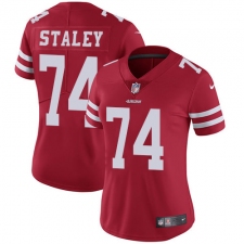 Women's Nike San Francisco 49ers #74 Joe Staley Elite Red Team Color NFL Jersey