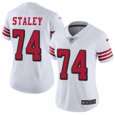 Women's Nike San Francisco 49ers #74 Joe Staley Limited White Rush Vapor Untouchable NFL Jersey