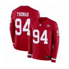 Youth Nike San Francisco 49ers #94 Solomon Thomas Limited Red Therma Long Sleeve NFL Jersey