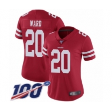 Women's San Francisco 49ers #20 Jimmie Ward Red Team Color Vapor Untouchable Limited Player 100th Season Football Jersey