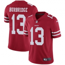 Youth Nike San Francisco 49ers #13 Aaron Burbridge Red Team Color Vapor Untouchable Limited Player NFL Jersey