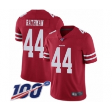 Men's San Francisco 49ers #44 Tom Rathman Red Team Color Vapor Untouchable Limited Player 100th Season Football Jersey