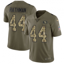Youth Nike San Francisco 49ers #44 Tom Rathman Limited Olive/Camo 2017 Salute to Service NFL Jersey