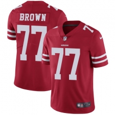 Men's Nike San Francisco 49ers #77 Trent Brown Red Team Color Vapor Untouchable Limited Player NFL Jersey