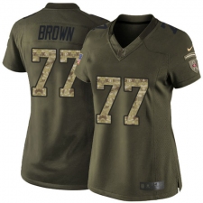 Women's Nike San Francisco 49ers #77 Trent Brown Elite Green Salute to Service NFL Jersey