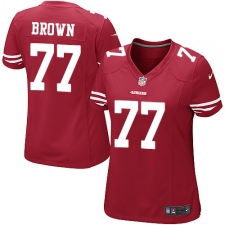 Women's Nike San Francisco 49ers #77 Trent Brown Game Red Team Color NFL Jersey