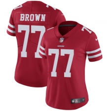 Women's Nike San Francisco 49ers #77 Trent Brown Red Team Color Vapor Untouchable Limited Player NFL Jersey