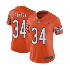 Women's Chicago Bears #34 Walter Payton Orange Alternate 100th Season Limited Football Jersey