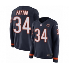 Women's Nike Chicago Bears #34 Walter Payton Limited Navy Blue Therma Long Sleeve NFL Jersey