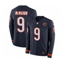 Men's Nike Chicago Bears #9 Jim McMahon Limited Navy Blue Therma Long Sleeve NFL Jersey