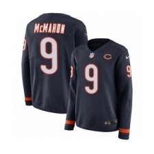 Women's Nike Chicago Bears #9 Jim McMahon Limited Navy Blue Therma Long Sleeve NFL Jersey
