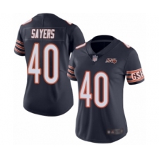 Women's Chicago Bears #40 Gale Sayers Navy Blue Team Color 100th Season Limited Football Jersey