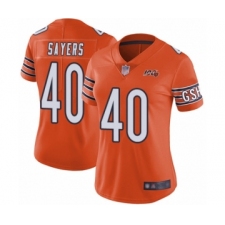 Women's Chicago Bears #40 Gale Sayers Orange Alternate 100th Season Limited Football Jersey