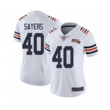 Women's Chicago Bears #40 Gale Sayers White 100th Season Limited Football Jersey