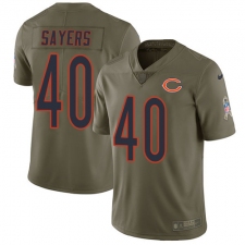 Youth Nike Chicago Bears #40 Gale Sayers Limited Olive 2017 Salute to Service NFL Jersey