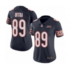 Women's Chicago Bears #89 Mike Ditka Navy Blue Team Color 100th Season Limited Football Jersey