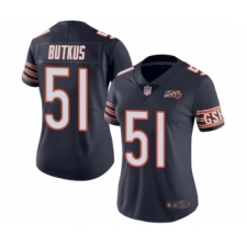 Women's Chicago Bears #51 Dick Butkus Navy Blue Team Color 100th Season Limited Football Jersey